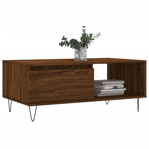 vidaXL Salongbord brun eik 90x50x36,5 cm konstruert tre