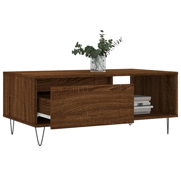 vidaXL Salongbord brun eik 90x50x36,5 cm konstruert tre