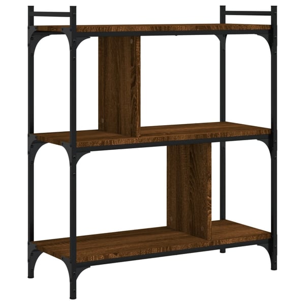 vidaXL bogreol 76x32x88 cm 3 hylder konstrueret træ brunt eg