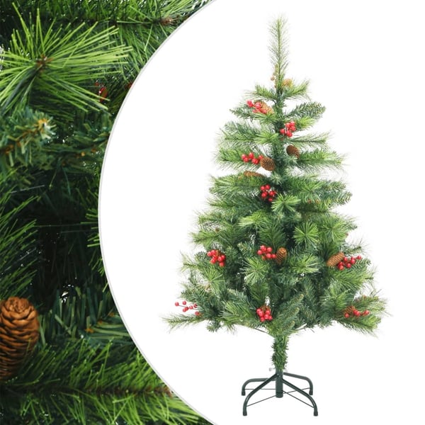 vidaXL Tekojoulukuusi saranoilla, kävyillä ja marjoilla 150 cm
