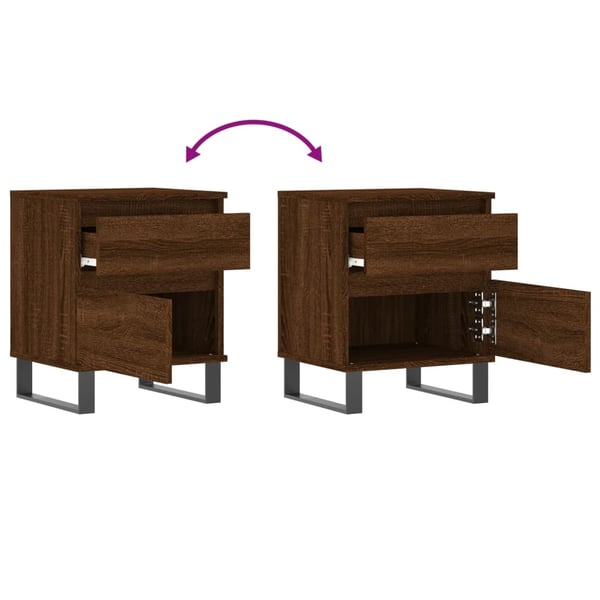 vidaXL Nattbord 2 stk brun eik 40x35x50 cm konstruert tre