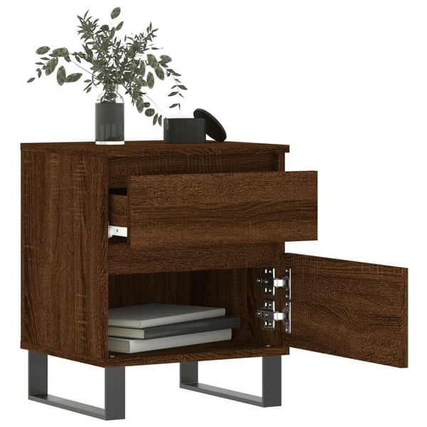 vidaXL Nattbord 2 stk brun eik 40x35x50 cm konstruert tre