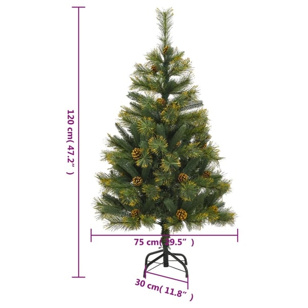 vidaXL Tekojoulukuusi saranoilla ja kävyillä 120 cm