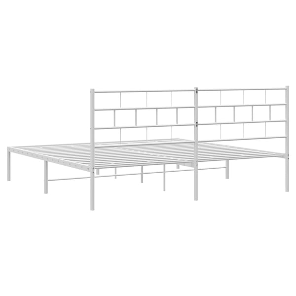 vidaXL Sengeramme i metall med sengegavl hvit 180x200 cm