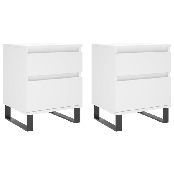 vidaXL sengeborde 2 stk. 40x35x50 cm konstrueret træ hvid