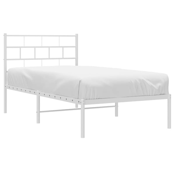 vidaXL Sengeramme i metall med hodegavl hvit 100x200 cm