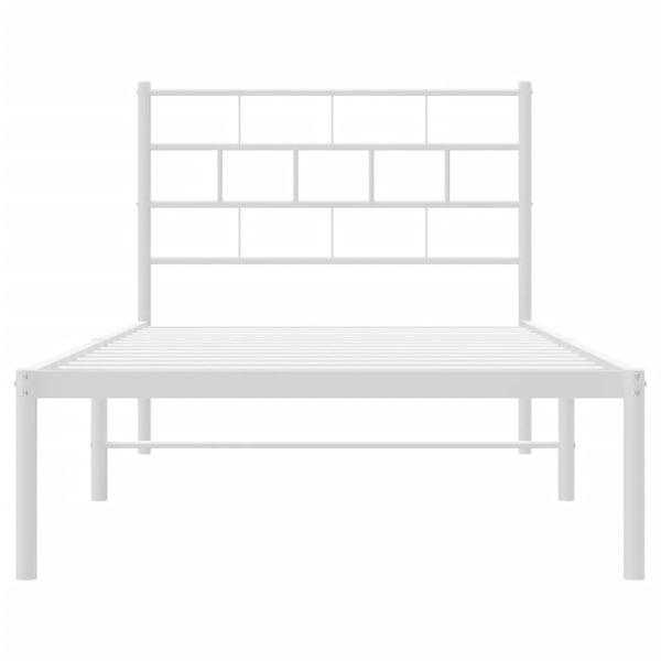vidaXL Sengeramme i metall med hodegavl hvit 100x200 cm