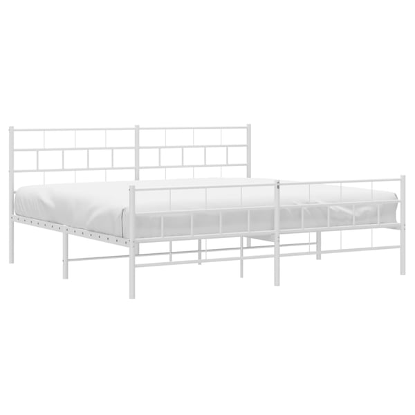 vidaXL Sengeramme i metall med hode- og fotgavl hvit 193x203 cm