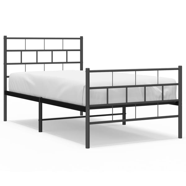 vidaXL Sengeramme i metall med hode- og fotgavl svart 90x190 cm
