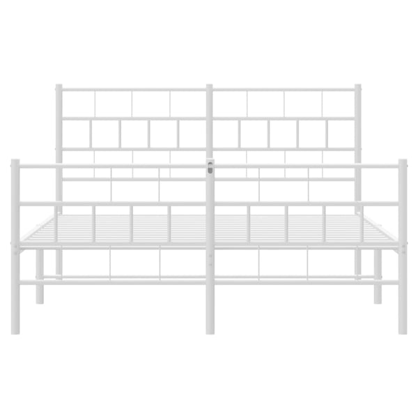 vidaXL Sengeramme i metall med hode- og fotgavl hvit 160x200 cm