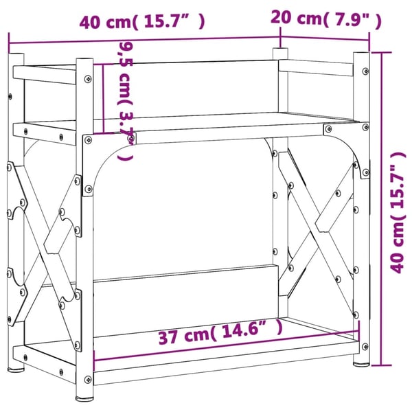 vidaXL printerstativ 40x20x40 cm 2 hylder konstrueret træ grå sonoma