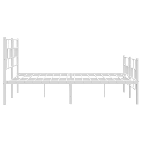vidaXL Sengeramme i metall med hode- og fotgavl hvit 140x190 cm