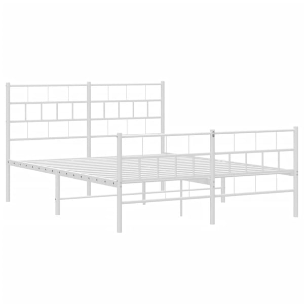 vidaXL Sengeramme i metall med hode- og fotgavl hvit 140x190 cm