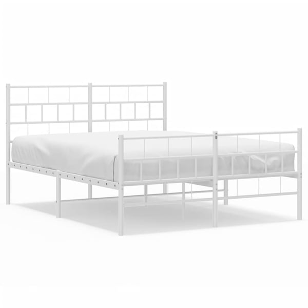 vidaXL Sengeramme i metall med hode- og fotgavl hvit 140x190 cm