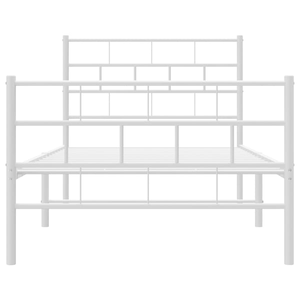 vidaXL Sengeramme i metall med hode- og fotgavl hvit 100x190 cm
