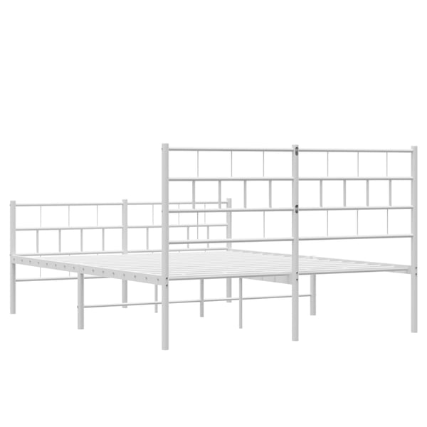 vidaXL Sengeramme i metall med hode- og fotgavl hvit 120x200 cm