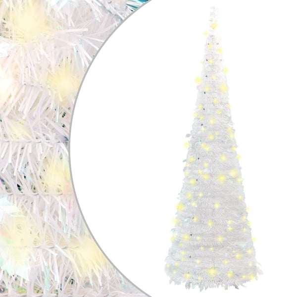 vidaXL kunstigt juletræ med 50 LED'er 120 cm pop op-funktion hvid