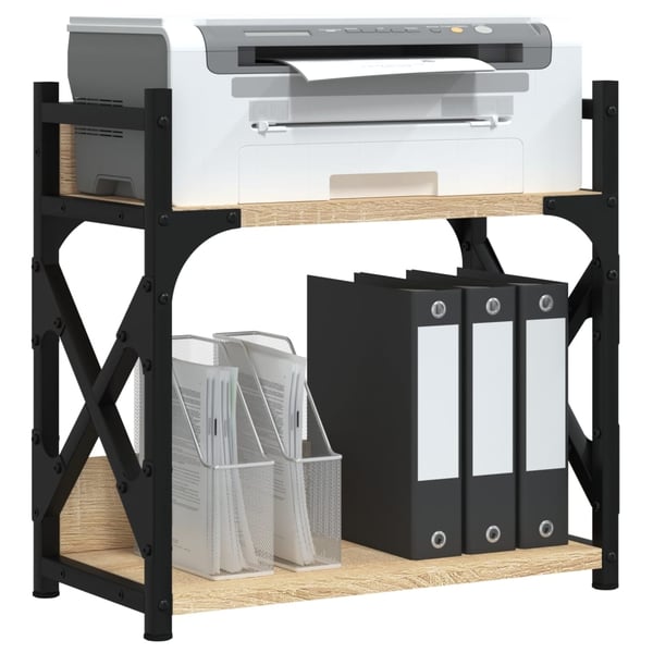 vidaXL printerstativ 40x20x40 cm 2 hylder konstrueret træ sonoma-eg