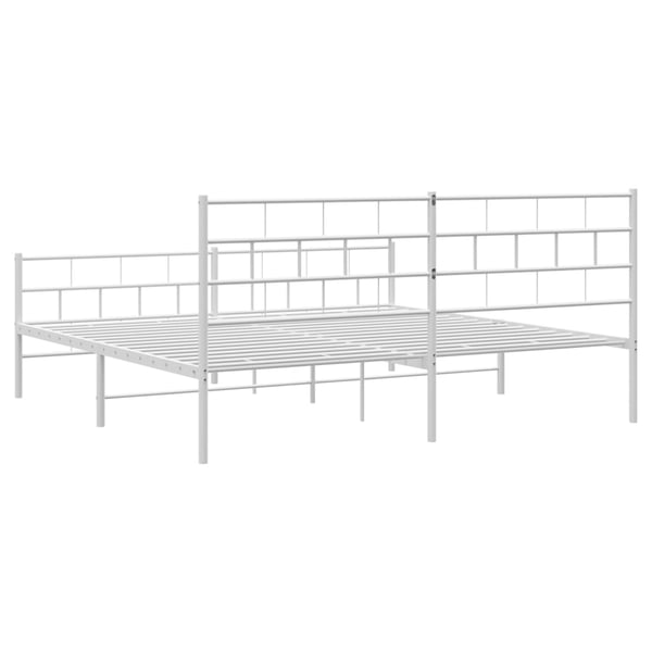 vidaXL Sengeramme i metall med hode- og fotgavl hvit 200x200 cm