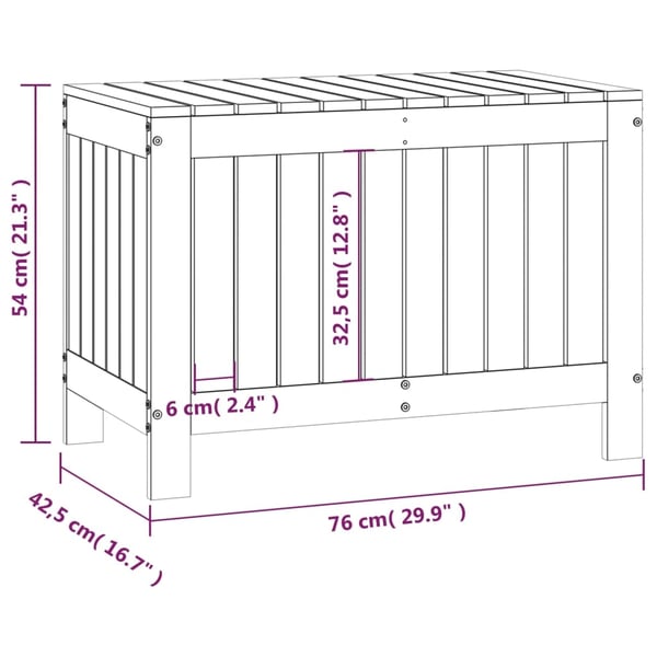 vidaXL Putekasse hvid 76x42,5x54 cm heltre furu
