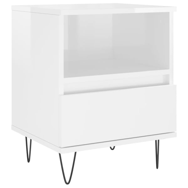 vidaXL Nattbord 2 stk høyglans hvit 40x35x50 cm konstruert tre
