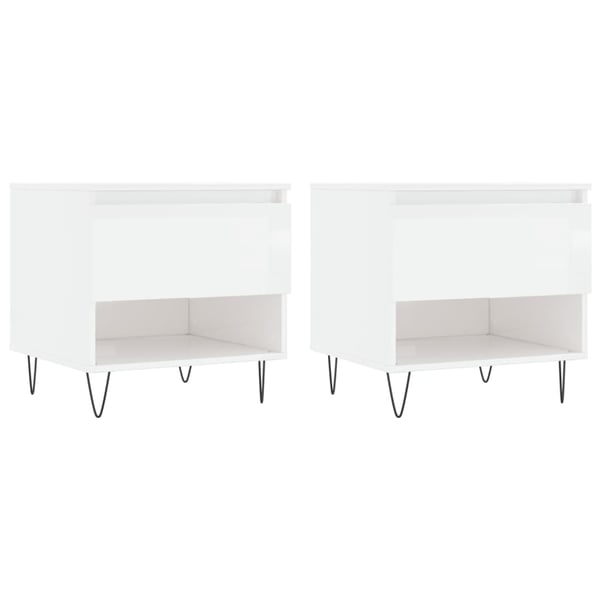 vidaXL Salongbord 2 stk høyglans hvit 50x46x50 cm konstruert tre