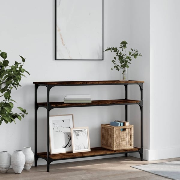 vidaXL konsolbord 100x29x75 cm konstrueret træ røget egetræsfarve