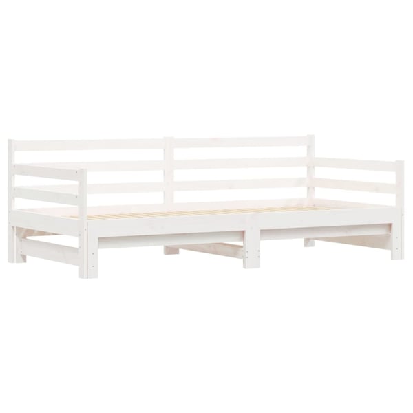 vidaXL Uttrekkbar dagseng hvit 90x200 cm heltre furu