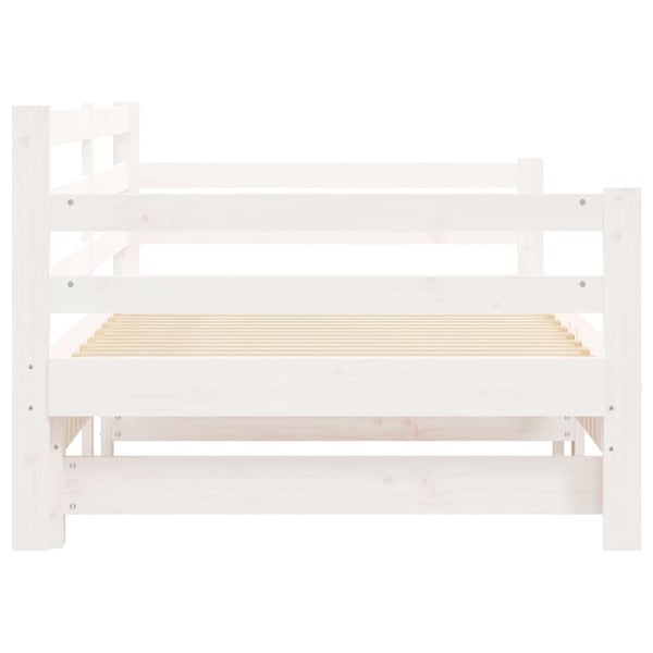 vidaXL Uttrekkbar dagseng hvit 90x200 cm heltre furu