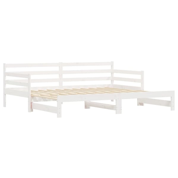 vidaXL Uttrekkbar dagseng hvit 90x200 cm heltre furu