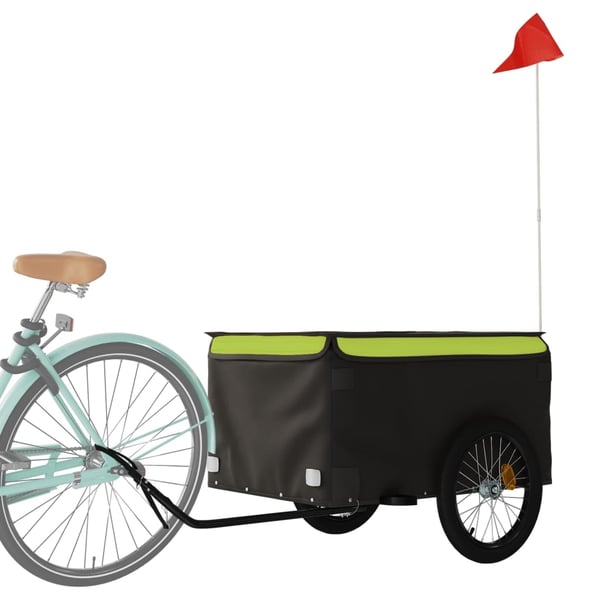 vidaXL cykelanhænger 45 kg jern sort og grøn