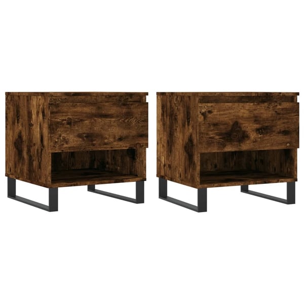 vidaXL sofaborde 2 stk. 50x46x50 cm konstrueret træ røget egetræsfarve