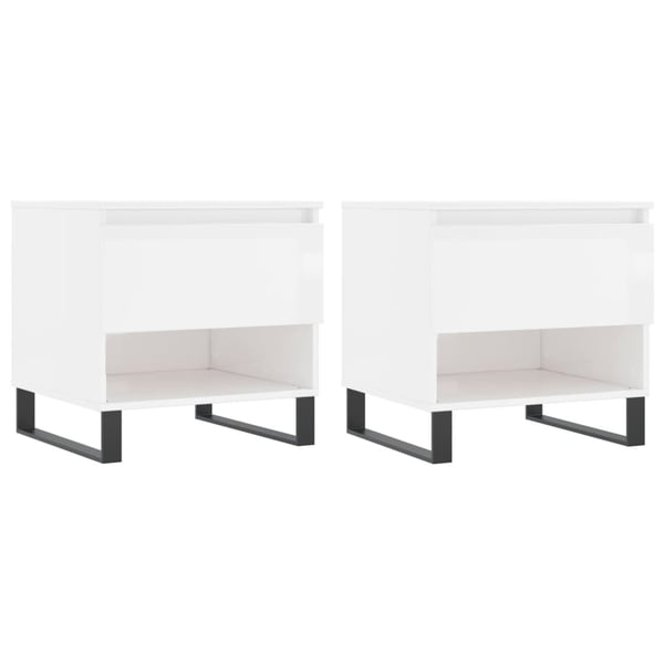 vidaXL Salongbord 2 stk høyglans hvit 50x46x50 cm konstruert tre