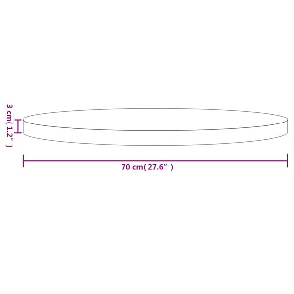 vidaXL Bordplate rund hvit Ø70x3 cm heltre furu