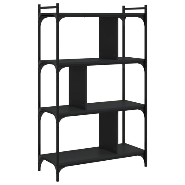 vidaXL Bokhylla 4 hyllplan svart 76x32x123 cm konstruerat trä