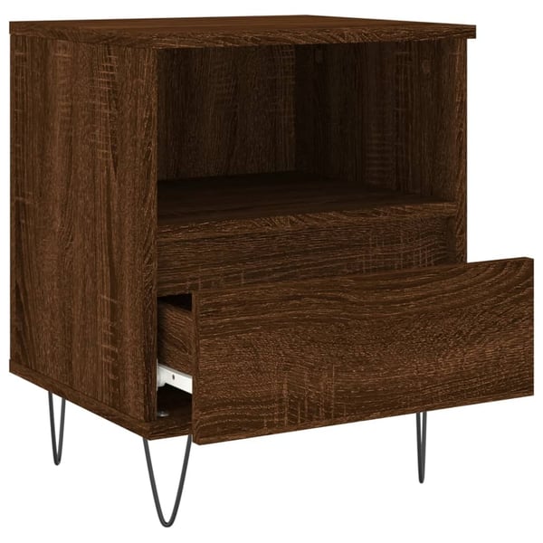 vidaXL sengeborde 2 stk. 40x35x50 cm brun egetræsfarve