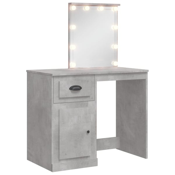 vidaXL makeupbord med LED-lys 90x42x132,5 cm betongrå