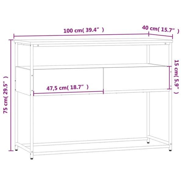vidaXL Konsollbord grå sonoma 100x40x75 cm konstruert tre
