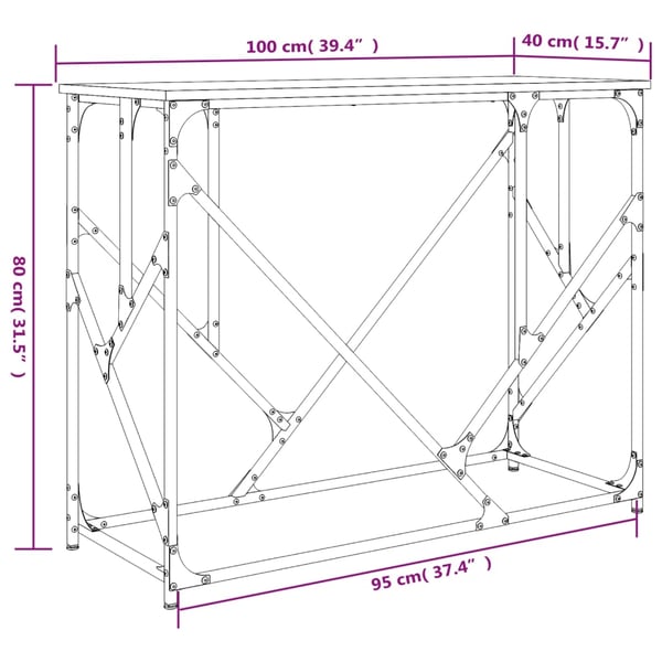 vidaXL konsolbord 100x40x80 cm konstrueret træ røget egetræsfarve