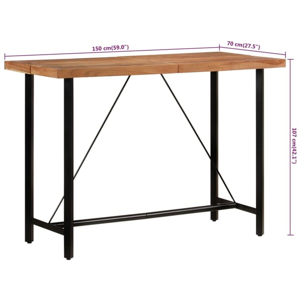 vidaXL Barbord 150x70x107 cm heltre akasie og jern
