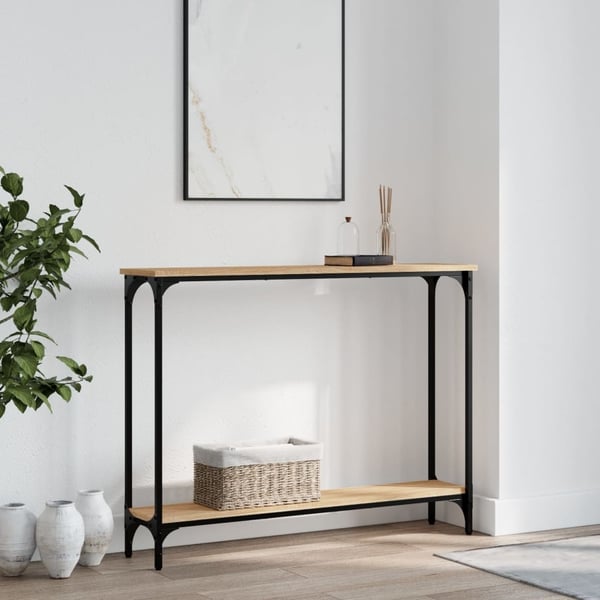 vidaXL konsolbord 100x22,5x75 cm konstrueret træ sonoma-eg