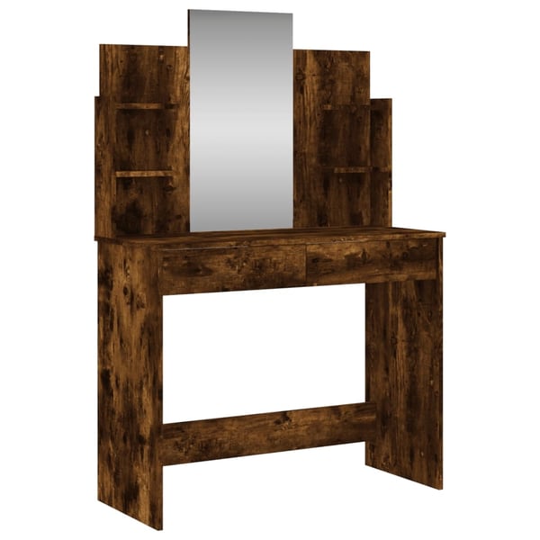vidaXL makeupbord med spejl 96x39x142 cm røget egetræsfarve