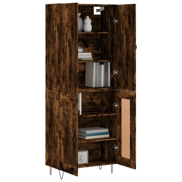 vidaXL Highboard røkt eik 69,5x34x180 cm konstruert tre