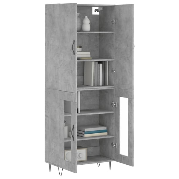 vidaXL Highboard betonggrå 69,5x34x180 cm konstruert tre