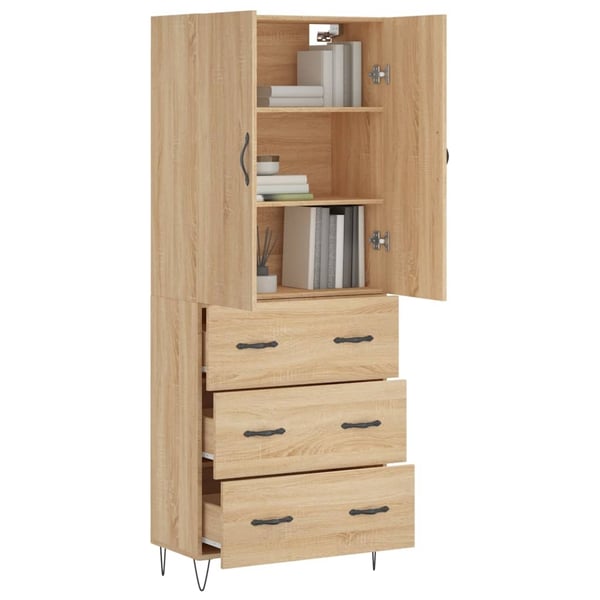 vidaXL Highboard sonoma eik 69,5x34x180 cm konstruert tre