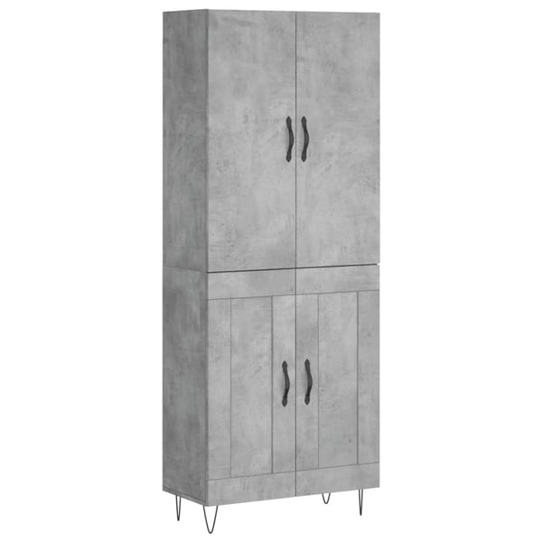 vidaXL Highboard betonggrå 69,5x34x180 cm konstruert tre