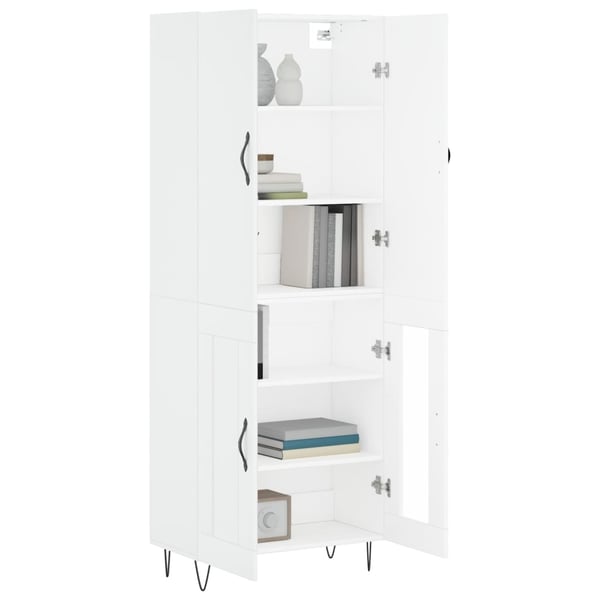vidaXL Highboard hvit 69,5x34x180 cm konstruert tre