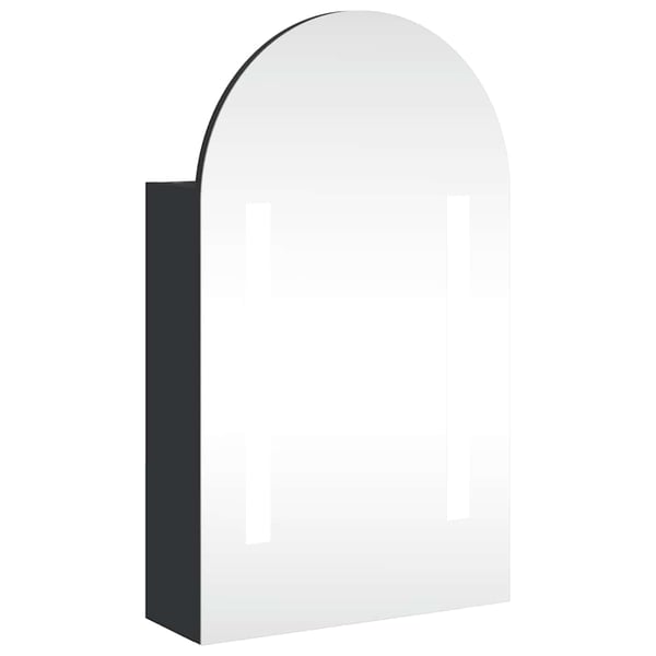 vidaXL Baderomsspeilskap med LED-lys buet svart 42x13x70 cm