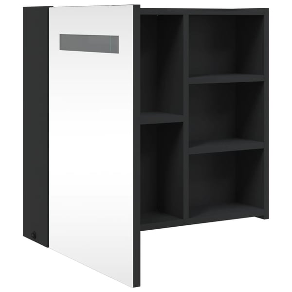 vidaXL badeværelsesskab med spejl og LED-lys 60x13x52 sort