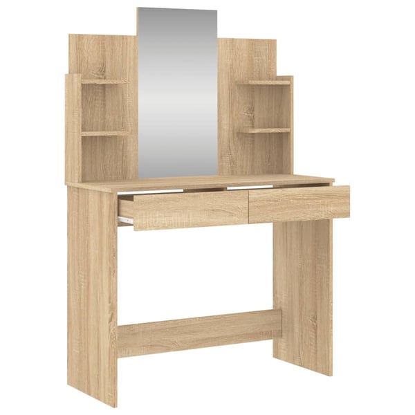 vidaXL makeupbord med spejl 96x39x142 cm sonoma-eg